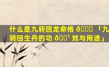 什么是九转回龙命格 🐅 「九转回生丹的功 🌹 效与用途」